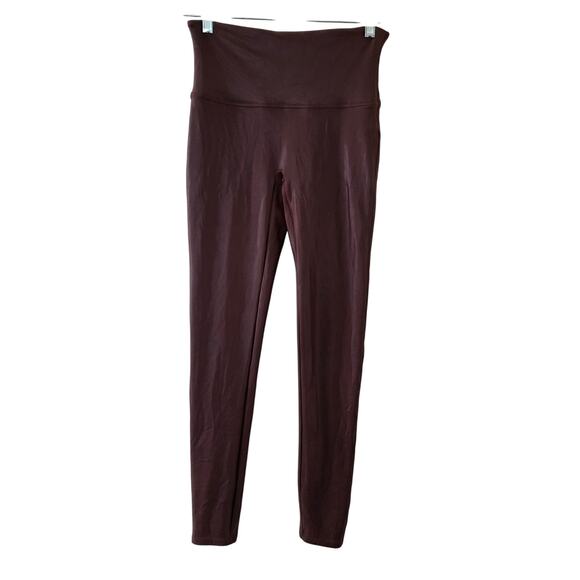 SPANX Brown Faux Leather Leggings High Waist Size L Shapewear Pants Nylon Blend - Picture 1 of 11
